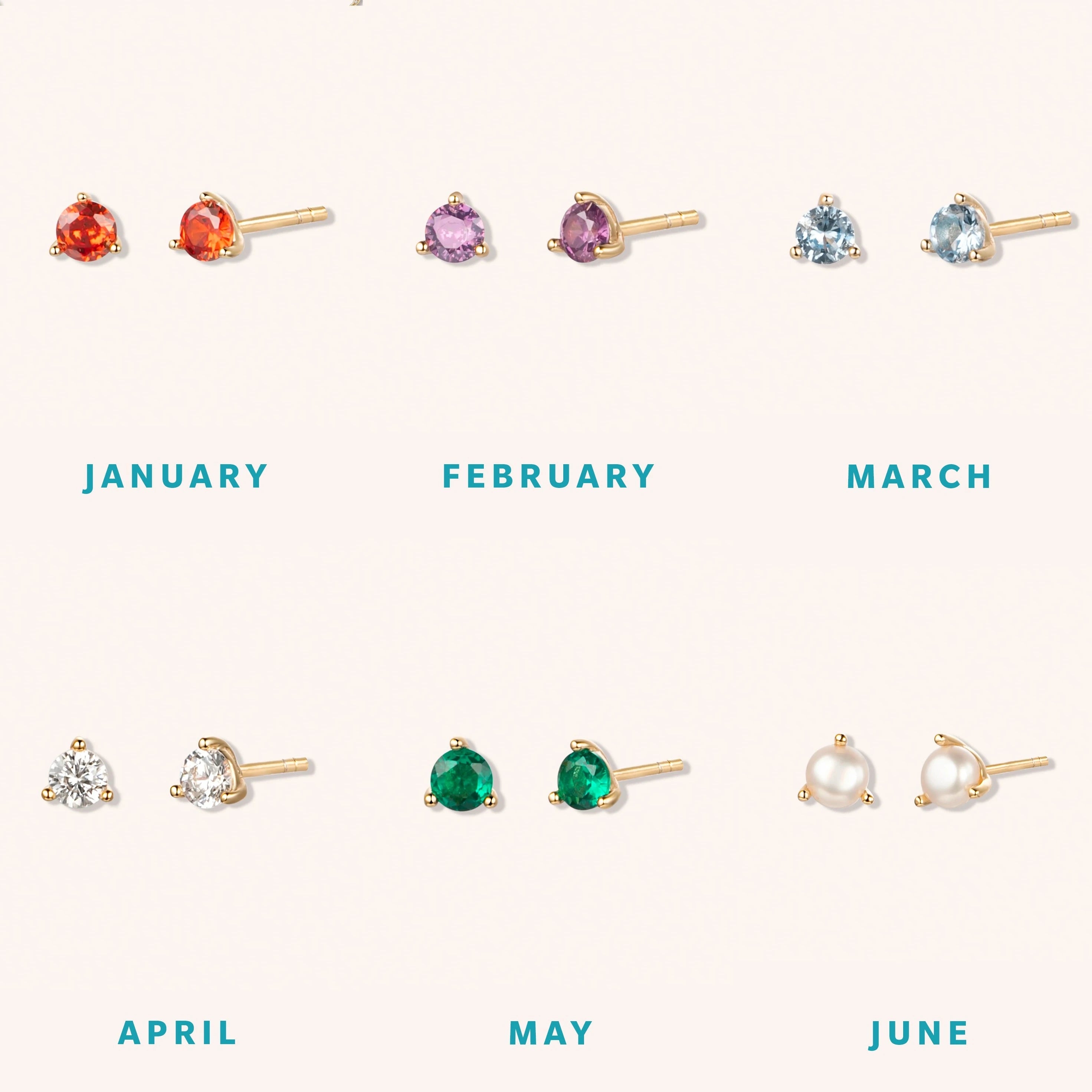 Birthstone Stud Earrings