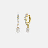 Gemma Crystal Pearl Hoops