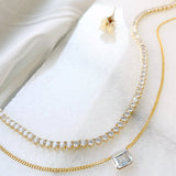 James Emerald Cut Crystal Necklace