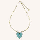 Turquoise Glass Heart Statement Necklace